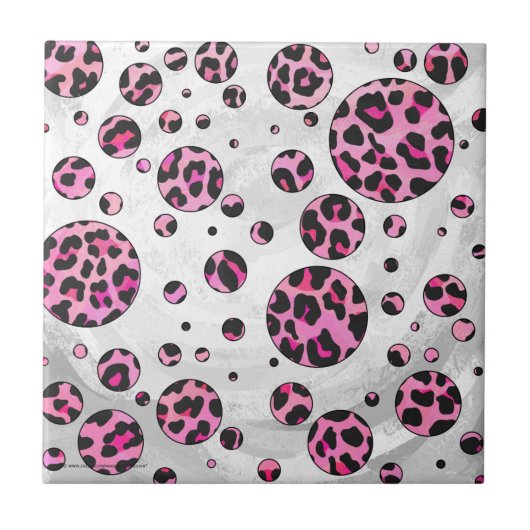 Carreau Polka Leopard Pot noir et rose chaud (Devant)
