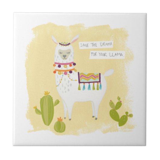 Carreau Pom Pom Llama Rama - Sauvez le drame pour votre la (Devant)