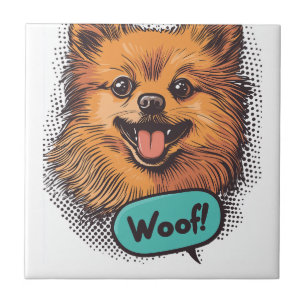 Carreau Pomeranian Pop Art � Chien de Bande Dessinée Rétro