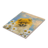 Carreau Poméranien dans Daisies Peinture - Art Chien origi (Côté)