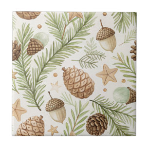 Carreau Pomme de pin verte dorée marron
