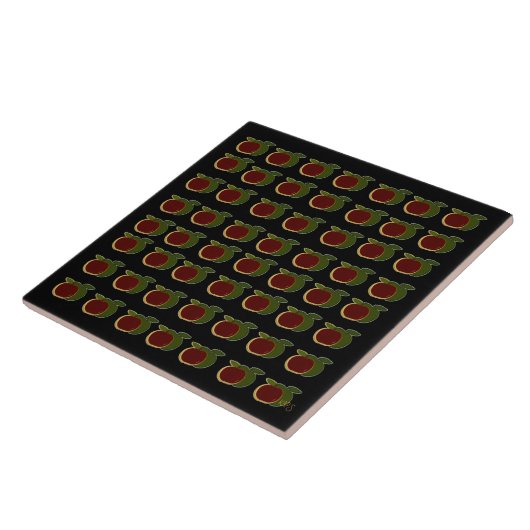 Carreau Pommes peintes Tuile noire (Côté)