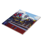Carreau Pompiers - Casque sur camion-pompier (Côté)