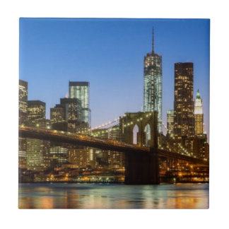 Carreau Pont de Manhattan et de Brooklyn au crépuscule