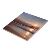 Carreau Pont de plage au coucher du soleil, Hawaï (Côté)