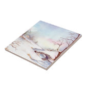 Carreau Pont Snowy Aquarelle Paysage Peinture (Côté)