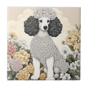 Carreau Poodle en Fleurs Whimsical