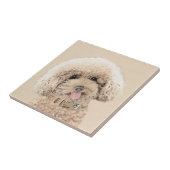 Carreau Poodle Miniature Toy Apricot Crème Chien Brown Art (Côté)