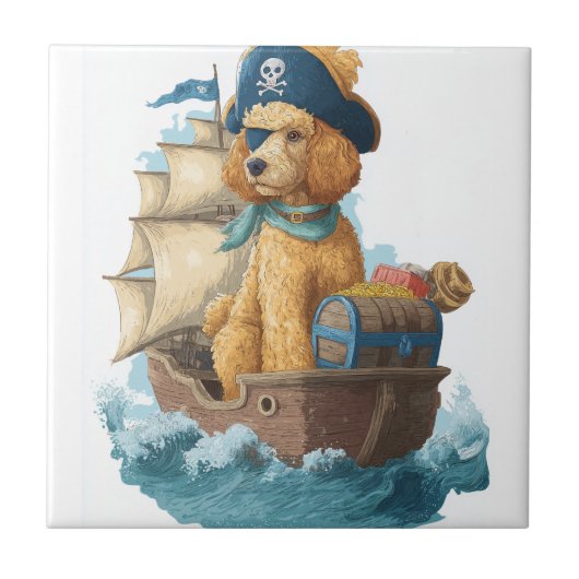 Carreau Poodle Pirate � Drôle de chien de mer (Devant)