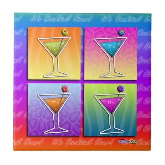 Carreau Pop Art Martinis Carrelage - Dessous de verre - Tr (Devant)