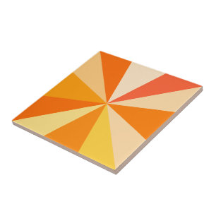 Carreau Pop Art Modern 60s Funky Geometry Rays in Orange