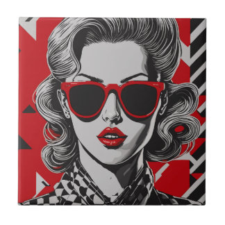 Carreau Pop art portrait chic d'une femme