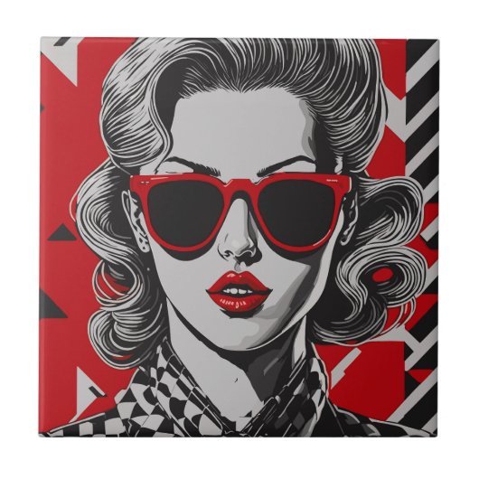 Carreau Pop art portrait chic d'une femme (Devant)