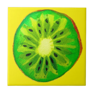 Carreau Pop art vif kiwi fruit original aquarelle