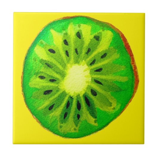 Carreau Pop art vif kiwi fruit original aquarelle (Devant)