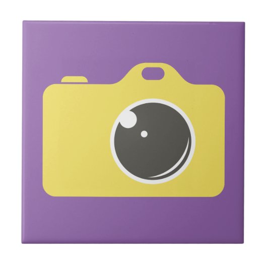 Carreau Pop Art Yellow Caméra violet (Devant)