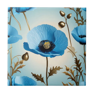 Carreau Poppie Bleue Botanique De Luxe