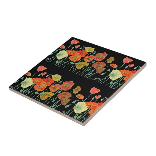 Carreau Poppies Fleurs de Pavot Rouge Orange Jaune Pavot A (Côté)