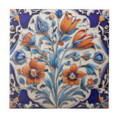 Carreau Poppies Florales Turques Oranges Bleues & Fleurs d (Devant)