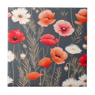 Carreau Poppies florifères sombres et maussades