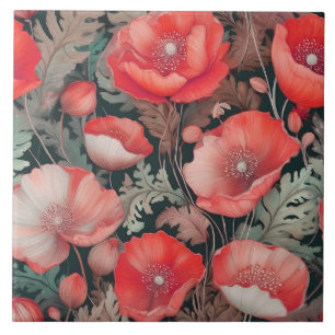 Carreau Poppies rouge vintage