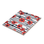 Carreau Poppies rouges avec Feuilles bleus et Motif rayé 3 (Côté)