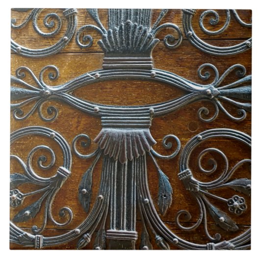 Carreau Porte à l'apparence funky en bois brun argenté (Devant)