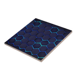 Carreau Porte d'abeille - Art Blue Neon