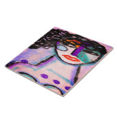 Carreau Portrait Abstrait coloré d'une femme (Côté)