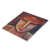 Carreau Portrait Abstrait de cheveux rouges d'une femme su (Côté)