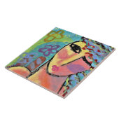 Carreau Portrait Abstrait du printemps d'une femme (Côté)