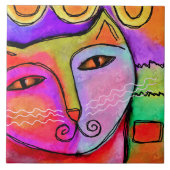 Carreau Portrait Abstrait d'un chat (Devant)