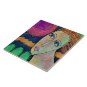 Carreau Portrait Abstrait d'une femme peinture numérique (Côté)