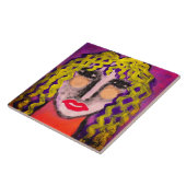 Carreau Portrait Abstrait funky d'une femme (Côté)