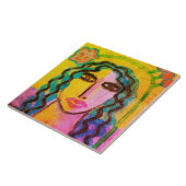 Carreau Portrait Abstrait funky d'une femme (Côté)