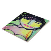 Carreau Portrait Abstrait funky d'une femme (Côté)