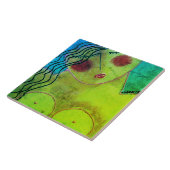 Carreau Portrait Abstrait funky d'une femme (Côté)