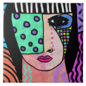 Carreau Portrait Abstrait original d'une femme (Devant)