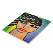 Carreau Portrait abstrait rêveur d'une femme (Côté)