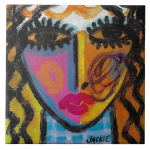 Carreau Portrait abstrait unique d'une femme