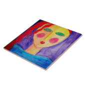 Carreau Portrait Abstrait unique d'une femme (Côté)