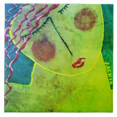 Carreau Portrait Abstrait unique d'une tête rouge (Devant)