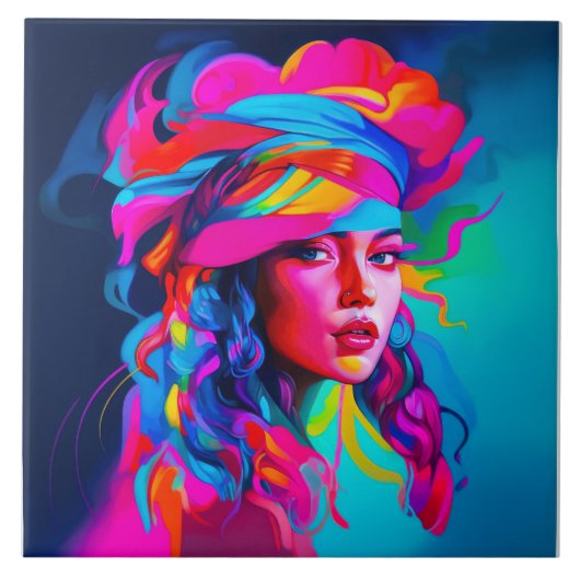 Carreau Portrait Abstrait vibrant (Devant)