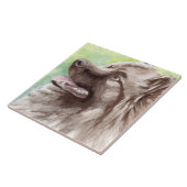 Carreau Portrait aquarelle de Keeshond (Côté)