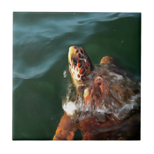 Carreau Portrait artistique de la tortue luge