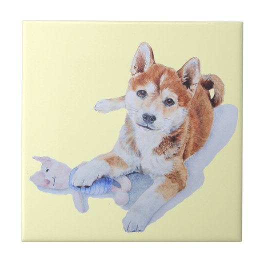 Carreau portrait d'animal de compagnie peinture de chiot m (Devant)