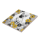 Carreau Portrait d'art de Buldog Pop en français (Côté)