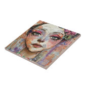 Carreau Portrait d'art en collage multimédia (11) (Côté)