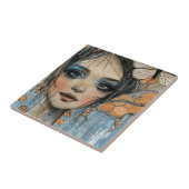 Carreau Portrait d'art en collage multimédia (12) (Côté)