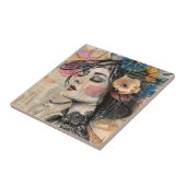 Carreau Portrait d'art en collage multimédia (2) (Côté)